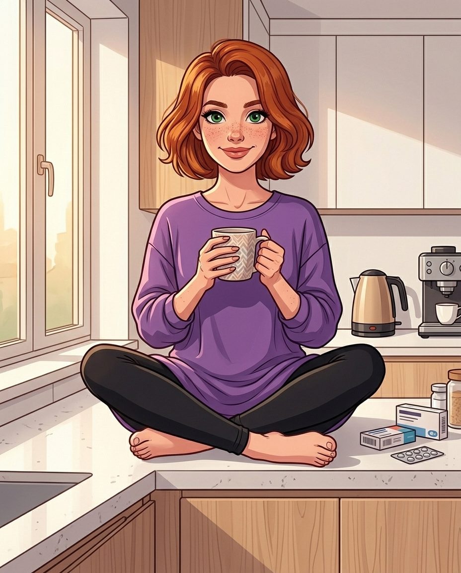 Frankie, founder of WTF Fertility, with a cup of tea